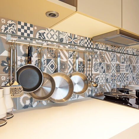 Sticker Mural Carrelage adhésif Cuisine Salle de Bain - 24 STICKERS CARREAUX DE CIMENT AZULEJOS CIRINIO - 24stickers15x15cm (1/5)