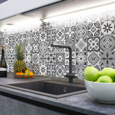 Sticker Mural Carrelage adhésif Cuisine Salle de Bain - 24 STICKERS CARREAUX DE CIMENT AZULEJOS BELISARIO - 24stickers10x10cm