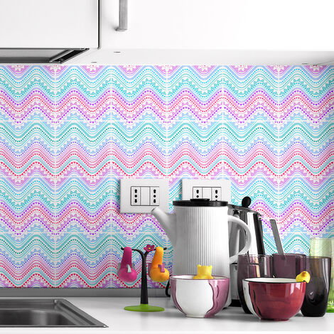 Sticker Mural Carrelage adhésif Cuisine Salle de Bain - 24 STICKERS CARRELAGES ETHNIQUE SATINKA - 24stickers10x10cm (1/5)