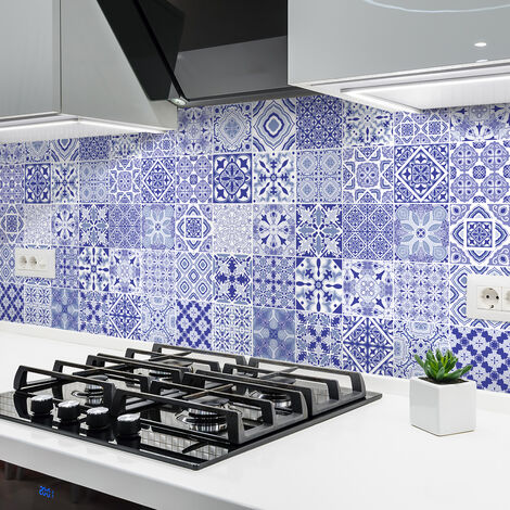 Sticker Mural Carrelage adhésif Cuisine Salle de Bain - 24 STICKERS CARREAUX DE CIMENT AZULEJOS TOBIAS - 24stickers10x10cm (1/5)