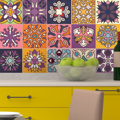 Sticker Mural Carrelage adhésif Cuisine Salle de Bain - 15 STICKERS CARRELAGES AZULEJOS MARBELLA - 15stickers10x10cm (1/5)