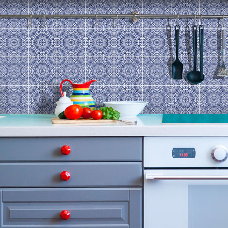 Sticker Mural Carrelage adhésif Cuisine Salle de Bain - 24 STICKERS CARRELAGES AZULEJOS LERATO - 24stickers15x15cm (1/5)