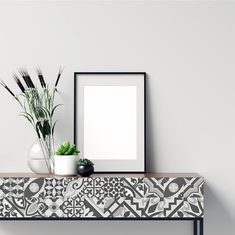 Stickers adhésif décoration Meuble - 24 STICKERS CARREAUX DE CIMENT MEUBLE AUTHENTIQUES LIVIATIA - 24stickers10x10cm (1/5)