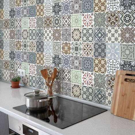 Stickers muraux - Sticker Mural Carrelage adhésif Cuisine Salle de Bain - 24 STICKERS CARRELAGES BEROBELLO - 24stickers10x10cm (1/5)