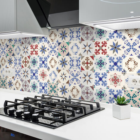 Sticker Mural Carrelage adhésif Cuisine Salle de Bain - 24 STICKERS CARRELAGES AZULEJOS OLIVERO - 24stickers10x10cm (1/5)