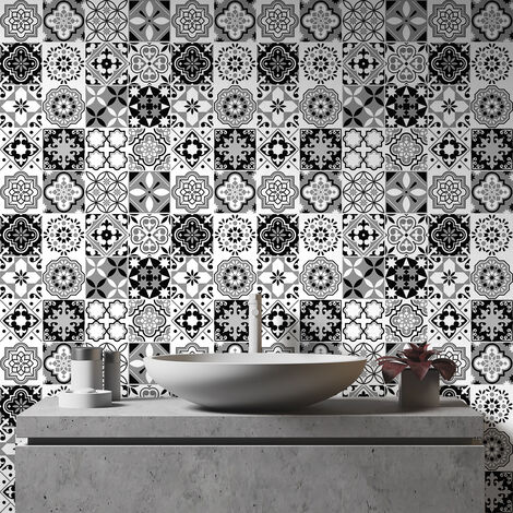 Sticker Mural Carrelage adhésif Cuisine Salle de Bain - 24 STICKERS CARRELAGES AZULEJOS KIMINA - 24stickers10x10cm (1/5)