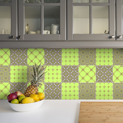 Sticker Mural Carrelage adhésif Cuisine Salle de Bain - 24 STICKERS CARRELAGES AZULEJOS TIMEO - 24stickers10x10cm (1/5)