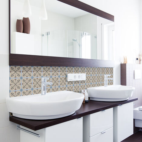 Sticker Mural Carrelage adhésif Cuisine Salle de Bain - 24 STICKERS CARRELAGES AZULEJOS ZEPETO - 24stickers10x10cm (1/5)