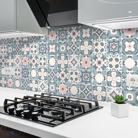 Sticker Mural Carrelage adhésif Cuisine Salle de Bain - 24 STICKERS CARRELAGES AZULEJOS JAVIERA - 24stickers10x10cm (1/5)