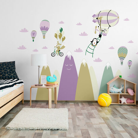 Stickers montagnes scandinaves animaux drôles et amis 60 x 90 cm (1/5)
