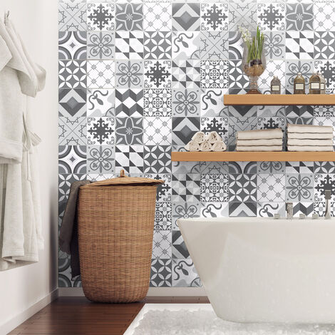 Sticker Mural Carrelage adhésif Cuisine Salle de Bain - 24 STICKERS CARRELAGES AZULEJOS ANYELO - 24stickers10x10cm (1/5)