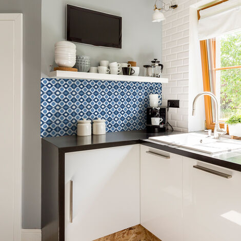 Sticker Mural Carrelage adhésif Cuisine Salle de Bain - 24 STICKERS CARREAUX DE CIMENT ETHNIQUE GOMA - 24stickers10x10cm (1/5)