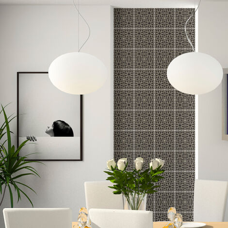 Sticker Mural Carrelage adhésif Cuisine Salle de Bain - 24 STICKERS CARREAUX DE CIMENT ORIENTAL RAMLA - 24stickers10x10cm (1/5)
