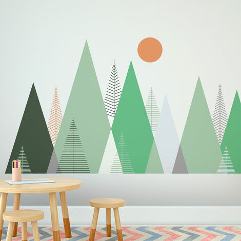 Stickers muraux enfants - Décoration chambre bébé - Autocollant Sticker mural géant enfant montagnes scandinaves PIAKA - 40x60cm