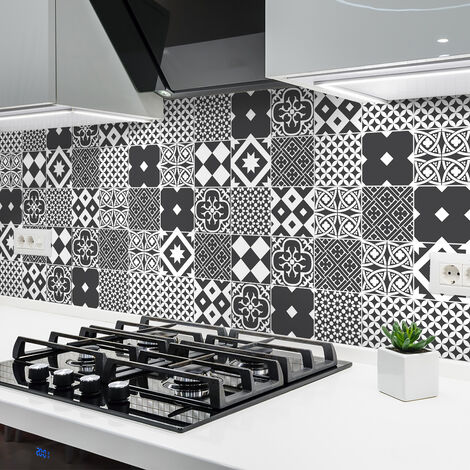 Sticker Mural Carrelage adhésif Cuisine Salle de Bain - 24 STICKERS CARREAUX DE CIMENT AZULEJOS BASTELICA - 24stickers10x10cm (1/5)