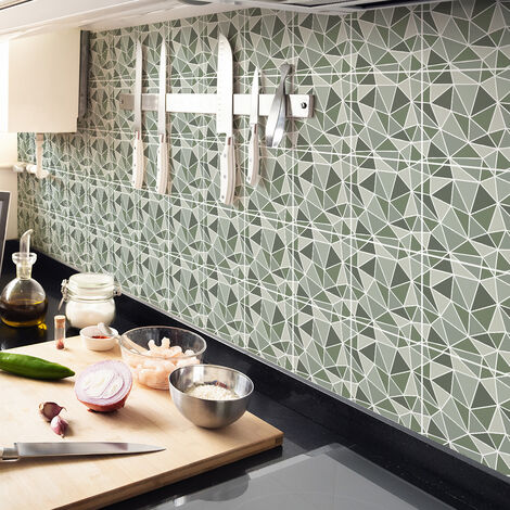 Sticker Mural Carrelage adhésif Cuisine Salle de Bain - 30 STICKERS CARREAUX DE CIMENT TERRAZZO GUSIPA - 30stickers10x10cm