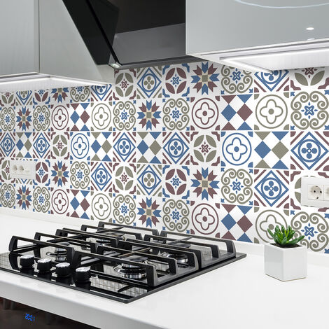 Sticker Mural Carrelage adhésif Cuisine Salle de Bain - 24 STICKERS CARRELAGES AZULEJOS QUONITA - 24stickers10x10cm (1/5)