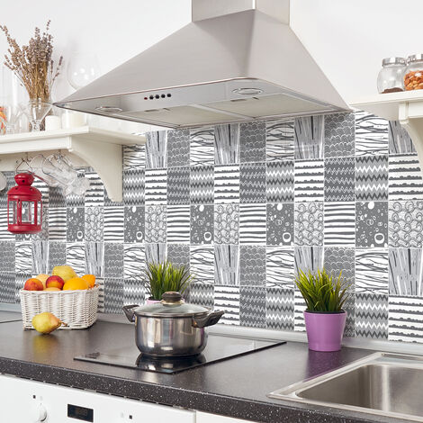 Sticker Mural Carrelage adhésif Cuisine Salle de Bain - 24 STICKERS CARREAUX DE CIMENT AZULEJOS CHESTER - 24stickers10x10cm (1/5)