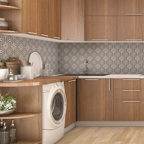 Sticker Mural Carrelage adhésif Cuisine Salle de Bain - 24 STICKERS CARREAUX DE CIMENT AZULEJOS ACACIO - 24stickers10x10cm (1/5)