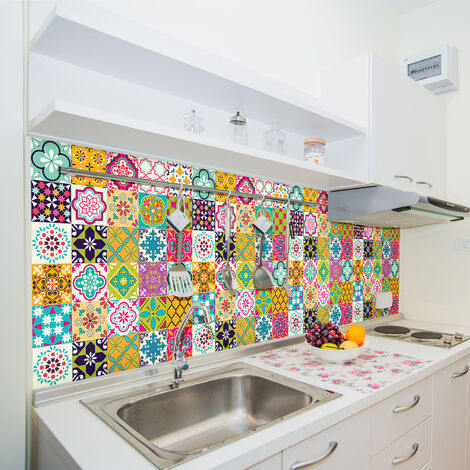 Sticker Mural Carrelage adhésif Cuisine Salle de Bain - 30 STICKERS CARRELAGES AZULEJOS CATALIA - 30stickers10x10cm (1/5)