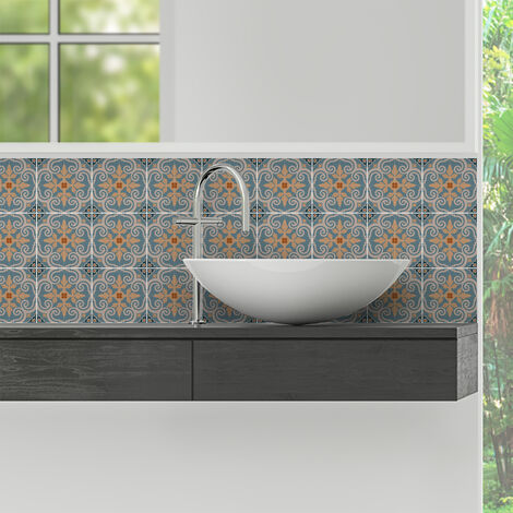 Sticker Mural Carrelage adhésif Cuisine Salle de Bain - 9 STICKERS CARRELAGES AZULEJOS ACHILLA - 9stickers15x15cm (1/5)