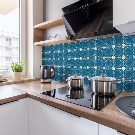 Sticker Mural Carrelage adhésif Cuisine Salle de Bain - 24 STICKERS CARREAUX DE CIMENT AZULEJOS IGNATIA - 24stickers15x15cm (1/5)