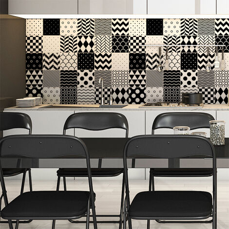Sticker Mural Carrelage adhésif Cuisine Salle de Bain - 30 STICKERS CARREAUX DE CIMENT SCANDINAVE NORVÉGIEN - 30stickers10x10cm (1/5)