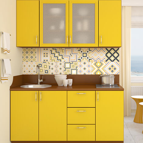 Sticker Mural Carrelage adhésif Cuisine Salle de Bain - 9 STICKERS CARREAUX DE CIMENT ETHNIQUE KOBE - 9stickers15x15cm (1/5)