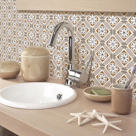 Sticker Mural Carrelage adhésif Cuisine Salle de Bain - 9 STICKERS CARREAUX DE CIMENT AZULEJOS MATARO - 9stickers20x20cm