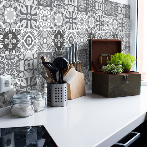 Sticker Mural Carrelage adhésif Cuisine Salle de Bain - 9 STICKERS CARRELAGES AZULEJOS ABELARDO - 9stickers15x15cm (1/5)
