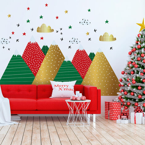 Stickers montagnes scandinaves de Noël 40 x 60 cm (1/5)