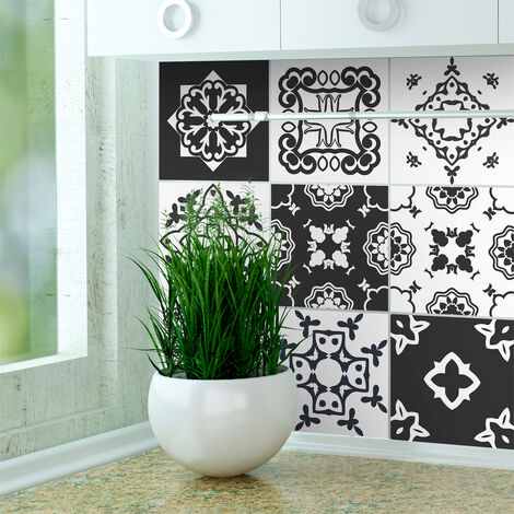 Sticker Mural Carrelage adhésif Cuisine Salle de Bain - 9 STICKERS CARREAUX DE CIMENT FERRARE - 9stickers15x15cm (1/5)