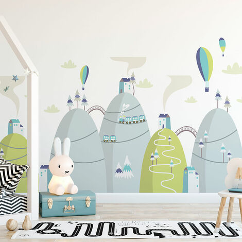 Stickers montagnes scandinaves montgolfières époustouflantes 40 x 60 cm (1/5)