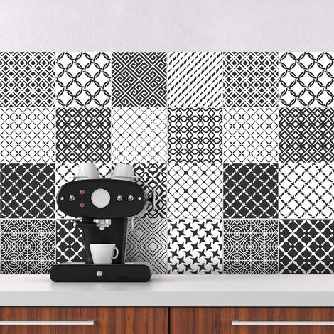 Sticker Mural Carrelage adhésif Cuisine Salle de Bain - 24 STICKERS CARRELAGES ETHNIQUE MAKUSANO - 24stickers20x20cm (1/5)