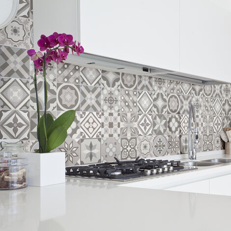Sticker Mural Carrelage adhésif Cuisine Salle de Bain - 24 STICKERS CARREAUX DE CIMENT AZULEJOS ARAMAIO - 24stickers10x10cm (1/5)