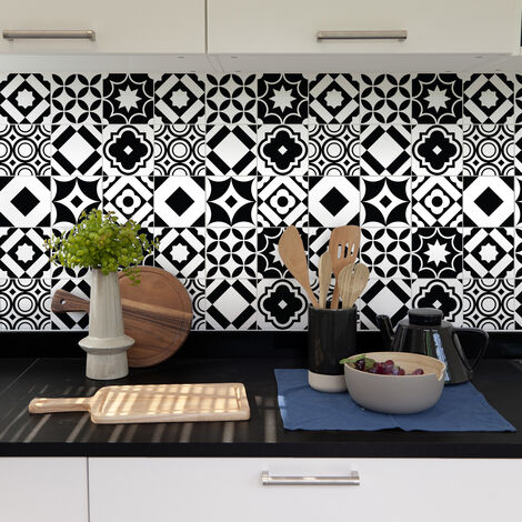 Sticker Mural Carrelage adhésif Cuisine Salle de Bain - 9 STICKERS CARREAUX DE CIMENT AZULEJOS GIAVINO - 9stickers15x15cm (1/5)