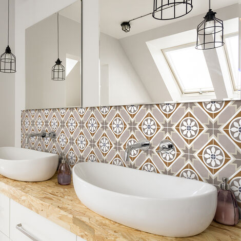 Sticker Mural Carrelage adhésif Cuisine Salle de Bain - 24 STICKERS CARREAUX DE CIMENT AZULEJOS ASTELLON - 24stickers10x10cm (1/5)