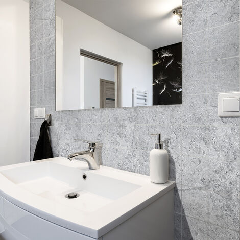 Stickers Autocollants Carreaux De Ciment DriSubt - Déco Murale Cuisine Salle De Bain | 24 Pièces Gris Noir 20x10 Cm Facile à Poser