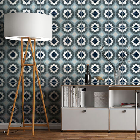 Sticker Mural Carrelage adhésif Cuisine Salle de Bain - 9 STICKERS CARREAUX DE CIMENT AZULEJOS FIRMINA - 9stickers15x15cm (1/5)