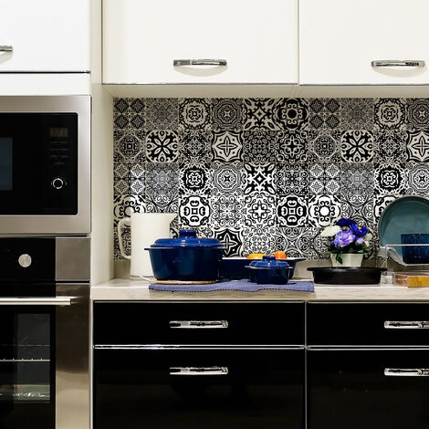 Sticker Mural Carrelage adhésif Cuisine Salle de Bain - 9 STICKERS CARREAUX DE CIMENT AZULEJOS INES - 9stickers15x15cm (1/5)