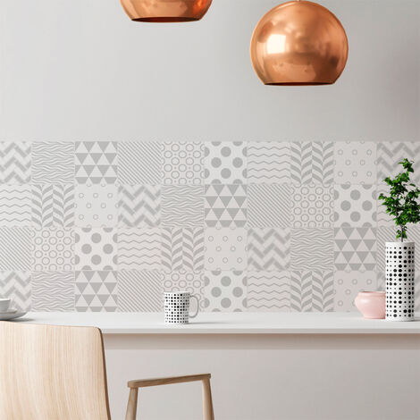 Sticker Mural Carrelage adhésif Cuisine Salle de Bain - 9 STICKERS CARREAUX DE CIMENT SCANDINAVE FINNOIS - 9stickers10x10cm (1/5)