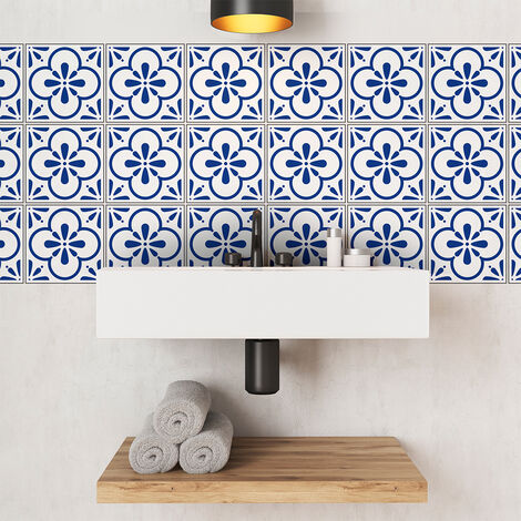 Sticker Mural Carrelage adhésif Cuisine Salle de Bain - 9 STICKERS CARRELAGES AZULEJOS MICAELA - 9stickers15x15cm (1/5)