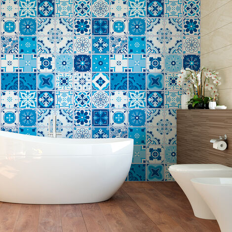 Sticker Mural Carrelage adhésif Cuisine Salle de Bain - 30 STICKERS CARRELAGES AZULEJOS COLAS - 30stickers10x10cm