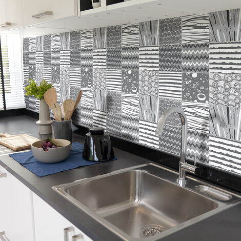 Sticker Mural Carrelage adhésif Cuisine Salle de Bain - 30 STICKERS CARRELAGES AZULEJOS CHEYENNE - 30stickers15x15cm (1/5)