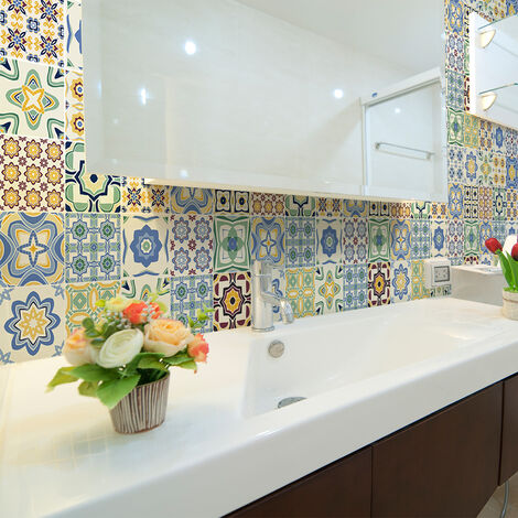 Sticker Mural Carrelage adhésif Cuisine Salle de Bain - 9 STICKERS CARRELAGES AZULEJOS SERENA - 9stickers15x15cm (1/5)