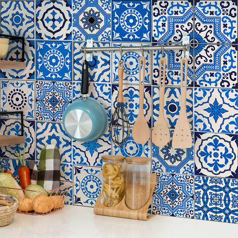 Sticker Mural Carrelage adhésif Cuisine Salle de Bain - 30 STICKERS CARRELAGES AZULEJOS DANILO - 30stickers10x10cm (1/5)