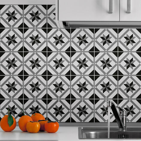 Sticker Mural Carrelage adhésif Cuisine Salle de Bain - 30 STICKERS CARRELAGES AZULEJOS LUCIDA - 30stickers10x10cm (1/5)