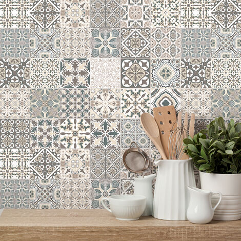 Sticker Mural Carrelage adhésif Cuisine Salle de Bain - 9 STICKERS CARRELAGES AZULEJOS PASCALINO - 9stickers15x15cm (1/5)