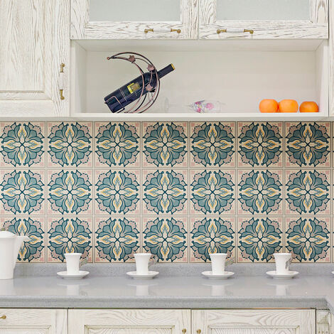 Stickers muraux - Sticker Mural Carrelage adhésif Cuisine Salle de Bain - 9 STICKERS CARRELAGES AZULEJOS ARGO - 9stickers10x10cm (1/5)