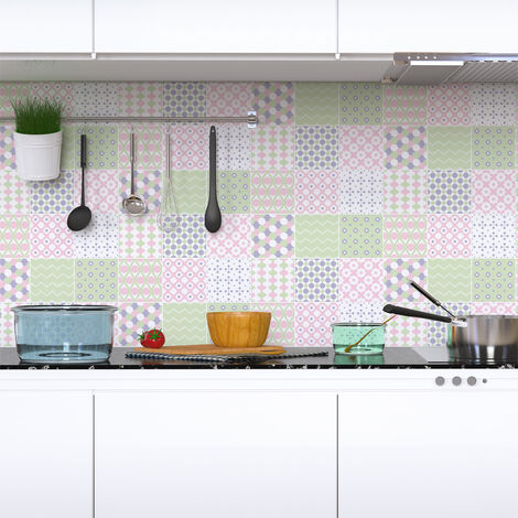 Sticker Mural Carrelage adhésif Cuisine Salle de Bain - 9 STICKERS CARRELAGES SCANDINAVE KALPEA - 9stickers10x10cm (1/5)